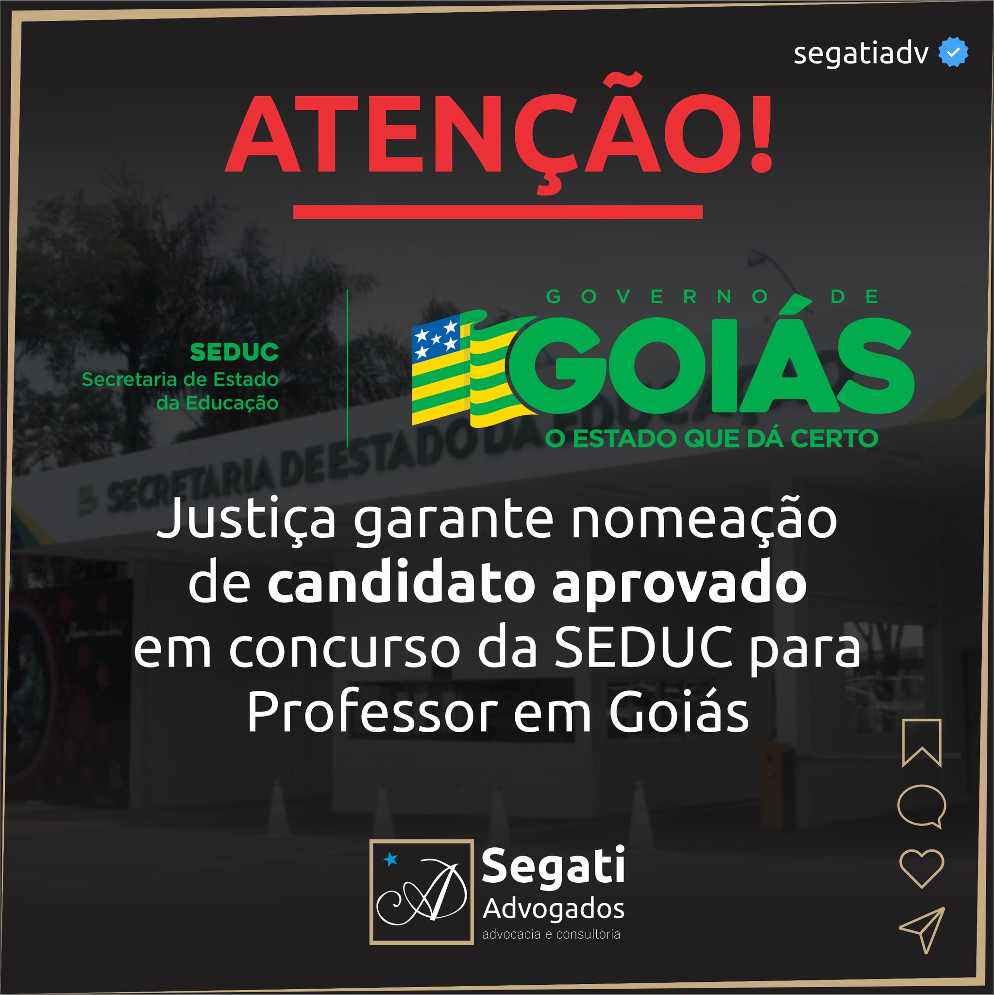 Justi&ccedil;a garante nomea&ccedil;&atilde;o  de candidato aprovado  em concurso da SEDUC para  Professor em Goi&aacute;s